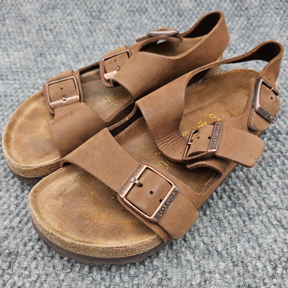 Birkenstock Women's 35 Sandals Brown Strap Slingback Buckle Cork Soft Footbed
